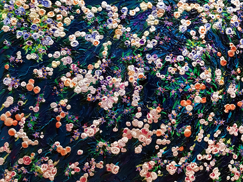 floating flowers in pond